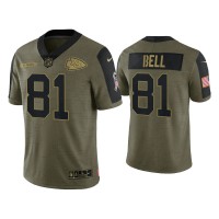 Men Kansas City Chiefs #81 Blake Bell Olive 2021 Salute To Service Limited Jersey
