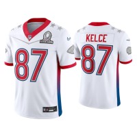 Men Kansas City Chiefs #87 Travis Kelce 2022 AFC Pro Bowl White Game Jersey