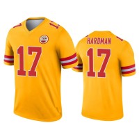 Men Kansas City Chiefs #17 Mecole Hardman Gold Inverted Legend Jersey Men Kansas City Chiefs #17 Mecole Hardman Gold Inverted Legend Jersey