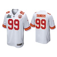 Men Kansas City Chiefs #99 Khalen Saunders Super Bowl LIV White Game Jersey