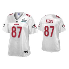 Women Kansas City Chiefs #87 Travis Kelce Super Bowl LIV Champions White Jersey