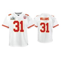 Youth Kansas City Chiefs #31 Darrel Williams Super Bowl LV White Game Jersey
